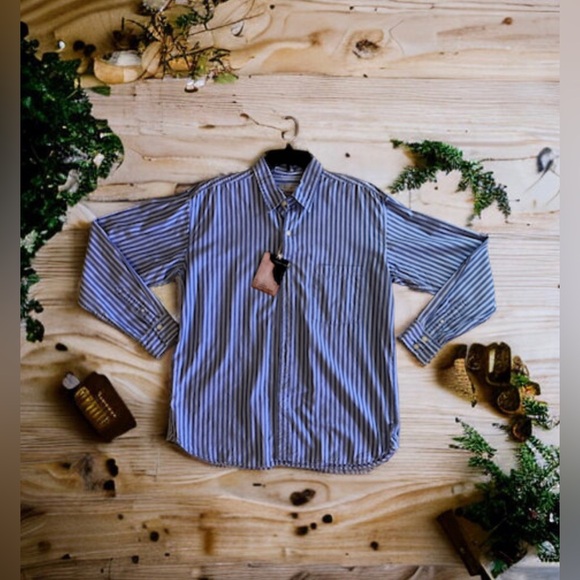 US Expedition Size Large Striped Cotton Long Sleeve Button Up Shirt Nwt - Picture 7 of 16